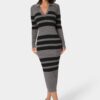 bebe1603_charcoal-black_1_0d35b941-4620-4406-ac3e-72fa24eb5d69 Long Sleeve Collared Striped Knit Dress