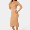 Long Sleeve Scoop Neck Sweater Midi Dress